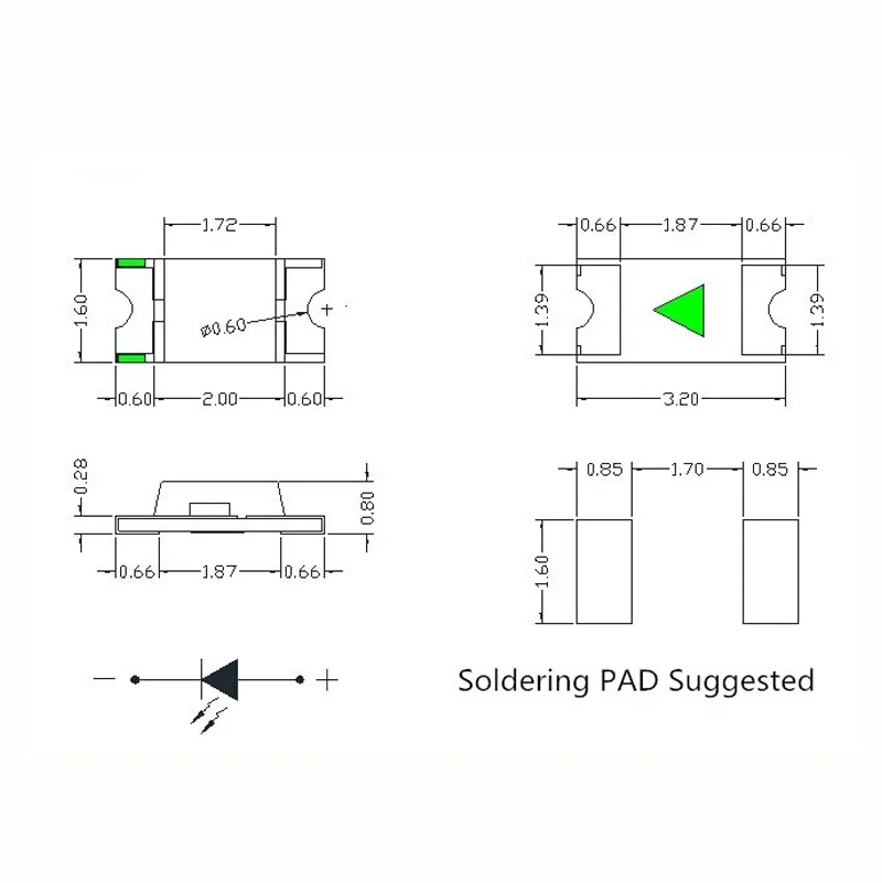 Smd светодиоды 1206. Диод SMD 1206. Полярность SMD 1206 led. 1206 SMD светодиод размер. СМД светодиоды 3216.