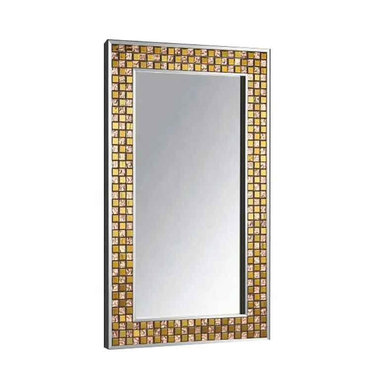 

Bathroom India Decorative Wall Mosaic Tile Stainless Steel Frame Mirror