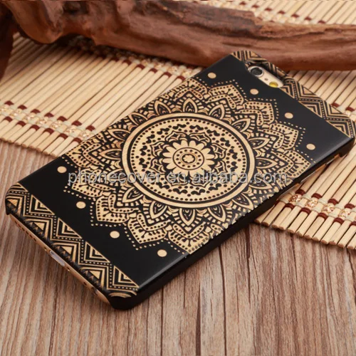 

Wholesale Customized Black Wood Cover Mobile Phone Case for iPhone 6 Plus