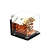 Wall mounted acrylic display case with mirror side versatile acrylic toy bricks display box with risers