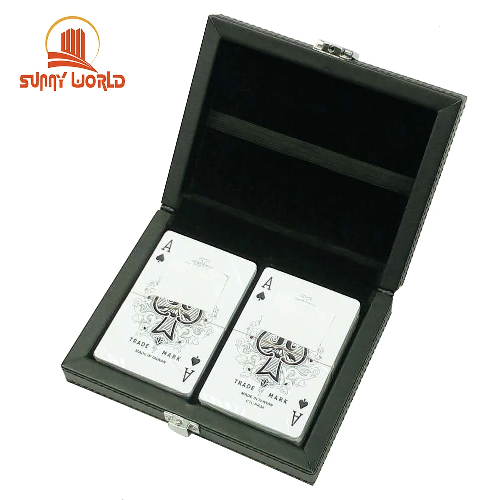 Luxury Gift Double Box Poker Card Box Playing Cards Box In Leather Case