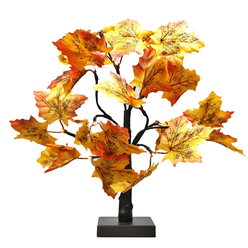 Festival room party wedding table decoration light up simulate artificial maple leaves bonsai branch led tree light