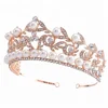 Cheap wholesale fashion jewelry zinc alloy crown rose golden hair hoop pearl tiara to bridal wedding hair accessories