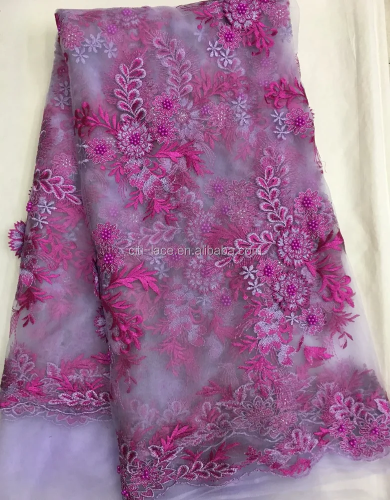 

French beaded embroidery 3d lace fabric beads bridal j834