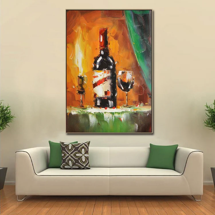 Wine Bottle Abstract still life oil Painting, View Wine Bottle Abstract ...