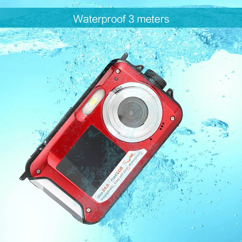 

Max 24MP digital camera Full HD 1080P With Double TFT-LCD screen 16x digital zoom 3m waterproof camera disposable camera