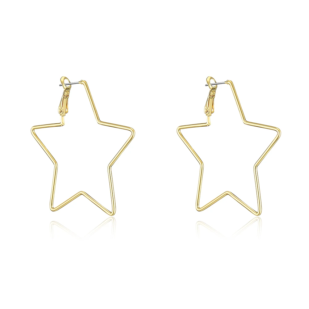 

Mytys Hot sale design Big Hoop Star Shaped 18k Gold Plating Earrings For Women CE535