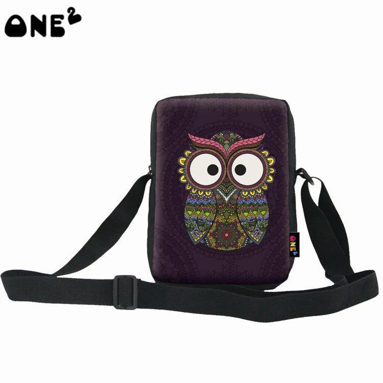 

ONE2 Design cartoon owl dark single shoulder messenger bag for high school students, As picture