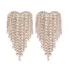 HANSIDON Luxury Rhinestone Tassel Earrings Long Statement Heart Dangle Drop Earrings For Women Wedding Jewelry Accessories