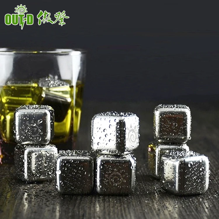 
6 pieces stainless steel whiskey chilling stones ice particles cubes set 
