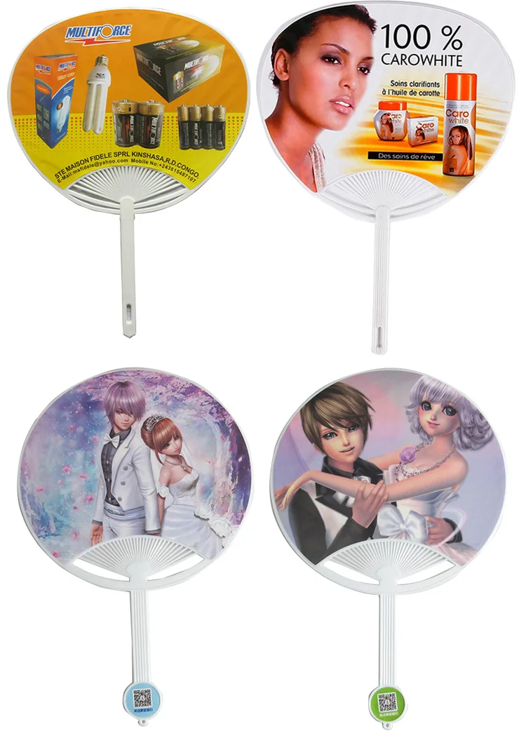 Customized Logo Printing Advertising Plastic Pp Folding Hand Fan for Promotion