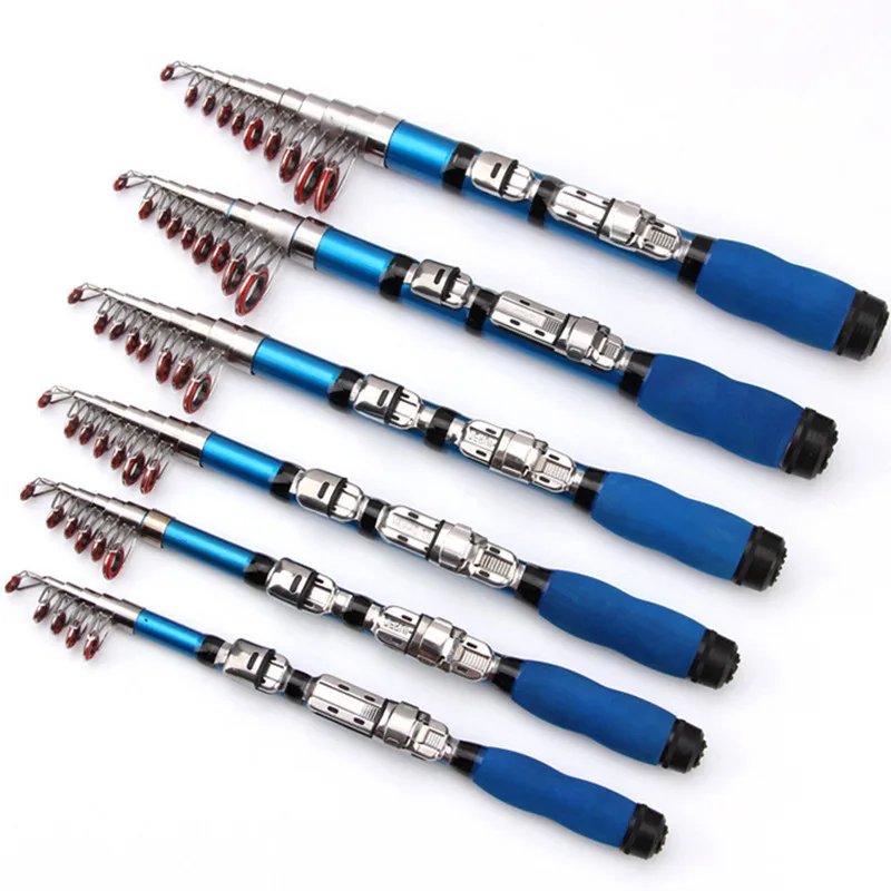 

1m-2.3m 7 Size Mini Fishing Rod Combos Telescopic Fishing Pole Spinning Reels Fishing Travel Saltwater Freshwater, Black/blue/red