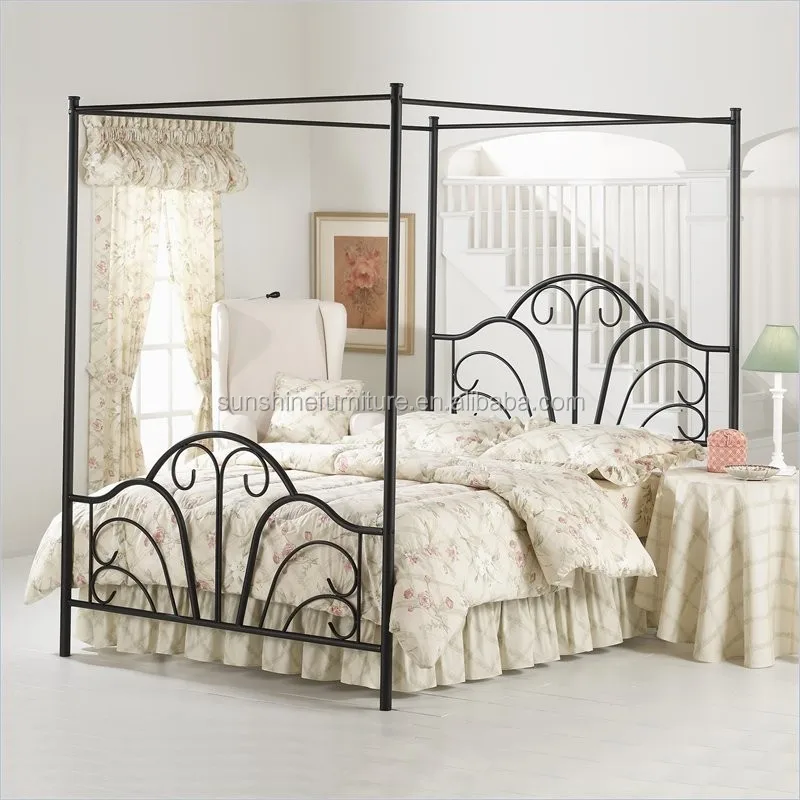 European Ametican Style Black Metal Canopy Bed European Ametican Style Black Metal
