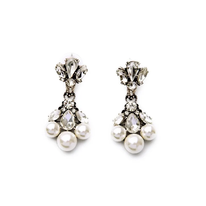 

ed01236 Qingdao Kiss Me Ladies Elegant Earring Delicate Crystal Created Pearl Bridal Earrings