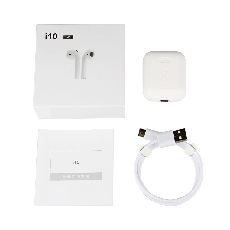 

i10 TWS 1:1 Wireless Earphone Stereo Headset Auto Pairing Earbuds With Type C USB Cable, White