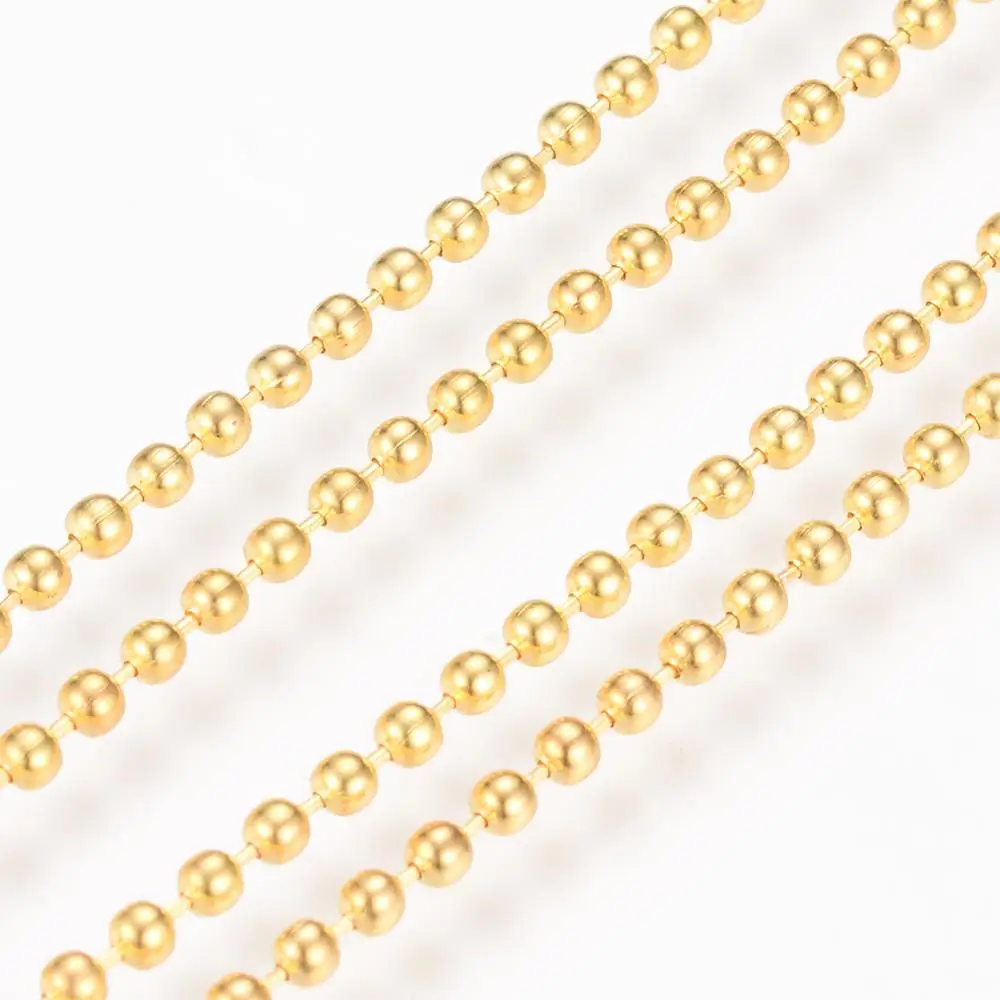 

PandaHall 1mm Unwelded Brass Spool Ball Chain Golden