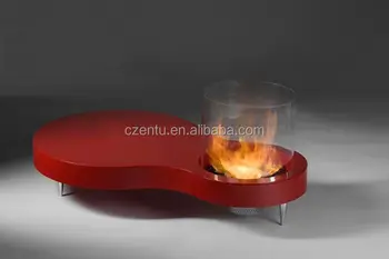Non Toxic Red Color Stock Modern Free Standing Ethanol Fireplace