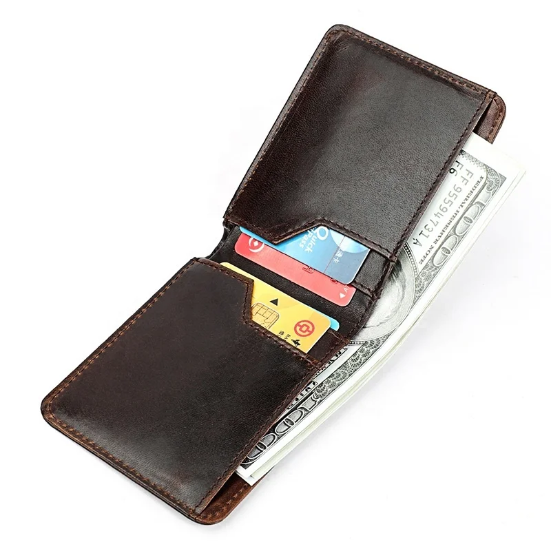 

Slim Bifold Genuine Leather RFID Blocking Minimalist Front Pocket Card HolderWallets for Men with Money Clip, Black,borwn,light brown,dark green