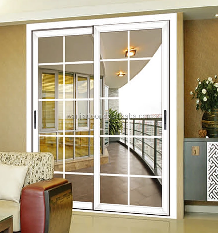 Foshan UPVC white color frosted glass interior french doors