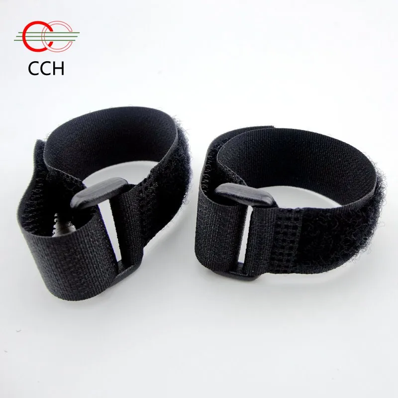 

Hook and loop strap with buckle 3/4"x8" 20mm*200mm black hook and loop band, Black;white