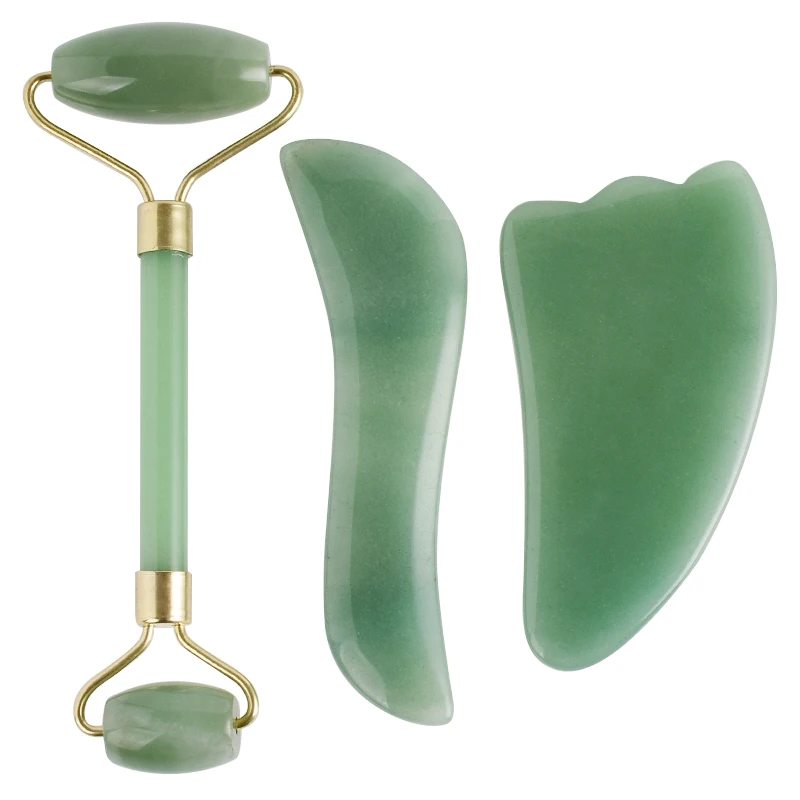 Jade Roller Jade Gua Sha Setgreen Aventurine Jade Facial Roller For Women Skin Care Massager 