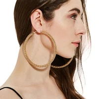 

Big Hoop Chain Earrings Gold Plated Large Ears for Fashion Women Jewelry