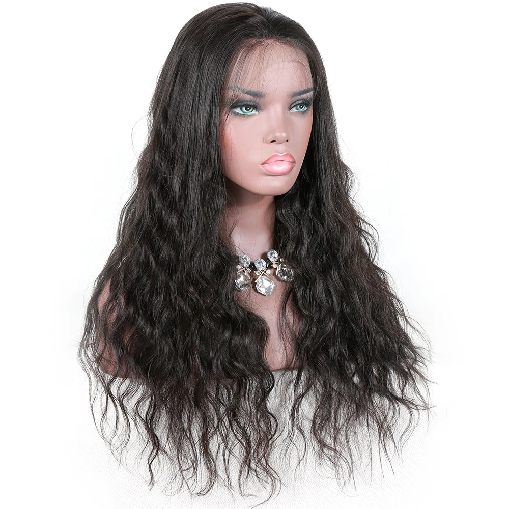 

22 inch raw indian human hair natural color natural wave 130 density full lace wig with baby hair