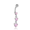 316l Stainless Steel Belly Ring With Three Zircon Long Dangle