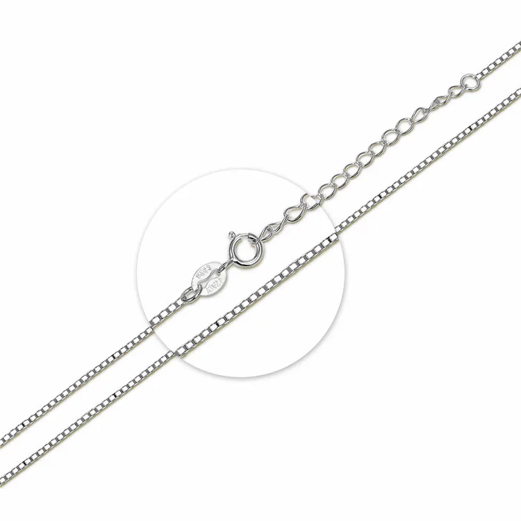 

Custom different size 925 sterling silver rhodium plated paired with the pendant wholesale box chains