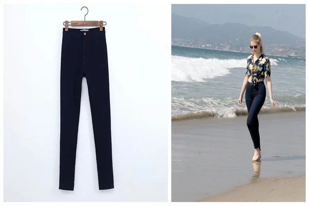 Waist Skinny Denim Pants Ladies Feminina Women Fashion Cotton Pencil High Slim 2015 Hot Jeans Elastic Feminino AR54jLq3