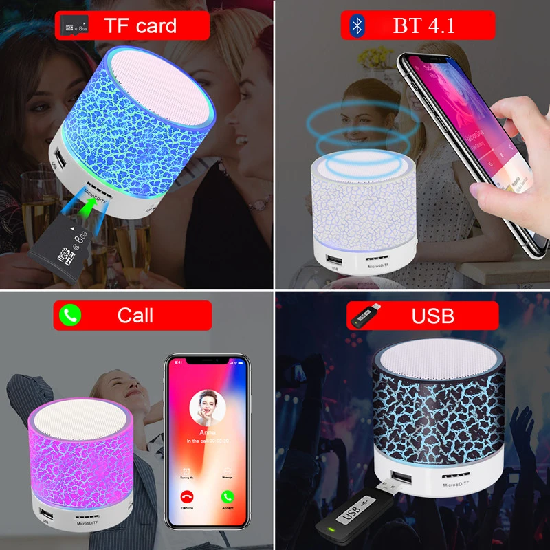 Christmas Promotion Gift Wireless Portable Bluetooth Speaker Mini LED Music Audio TF USB FM Outdoor Speaker - ANKUX.COM