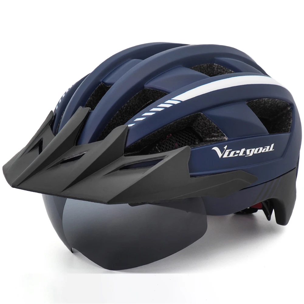 

VICTGOAL goggles bicycle helmet with visor MTB Adults bicycle helmet with led, Multicolored