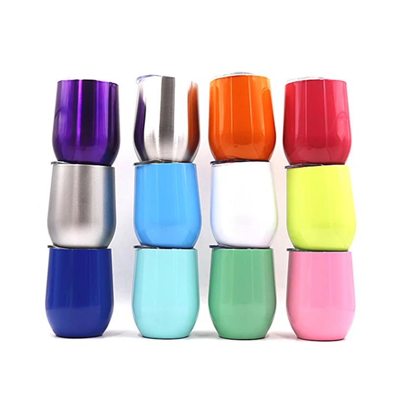 12 oz stainless steel double wall wine tumblers insulated water cups wine glass tumbler with lids