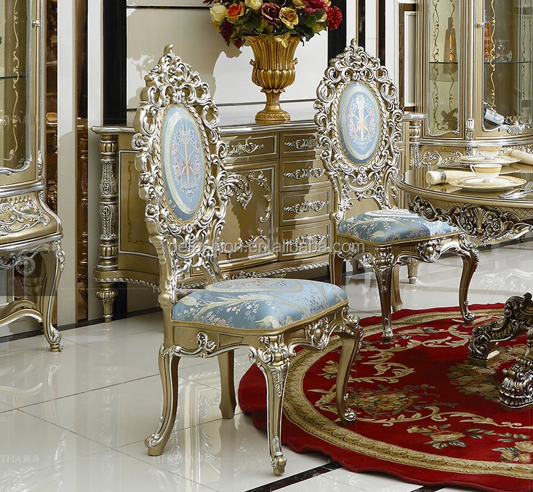 OEFASHION antique french style round wooden dining table and chairs