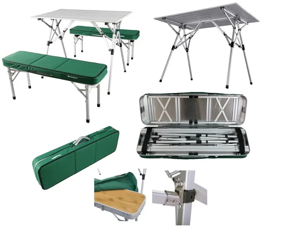 Onwaysports Outdoor Suitcase Aluminum Folding Picnic Table With 4 Seats