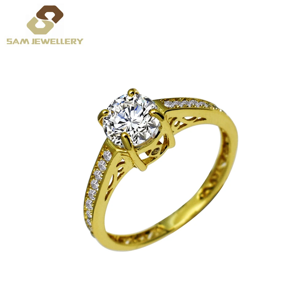

Channel Setting Solid Gold Jewelry Promise Vintage Ring, Yellow solid gold
