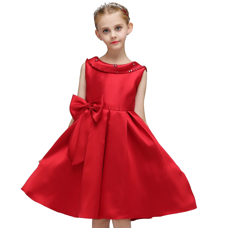 

Kids Clothing Children Girls Baby Dress Clothes Backless Fashion Design Floral Knit Satin Dress Wholesale, White;purple;red;pink;blue ect
