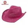 Chinese factory women pink plain dyed paper cowboy hat