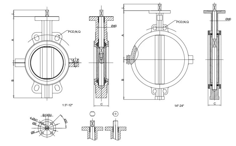 High Performance Wafer Butterfly Valve Ptfe Encapsulated Disc Split ...