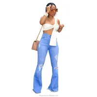 

MT146-207 Customized High Stretch Women Skinny Jeans Bootcut Distressted Pants