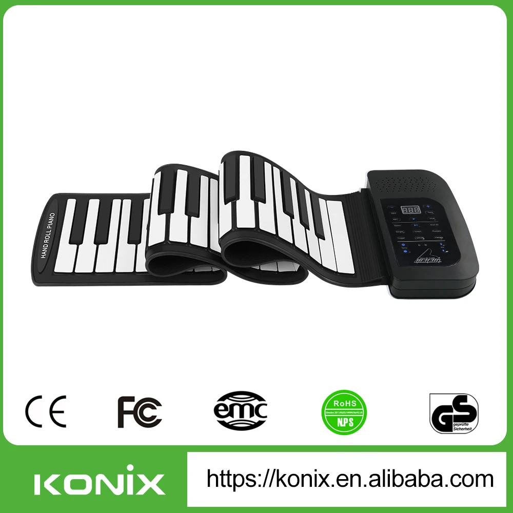

61 Key Electronic Piano Keyboard Silicon Flexible Roll Up Piano with Loud Speaker and Foot Pedal, N/a