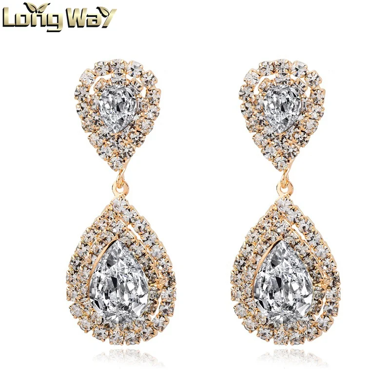 

Gold plated crystal dubai earrings ,womens fashion crystal pendant earrings