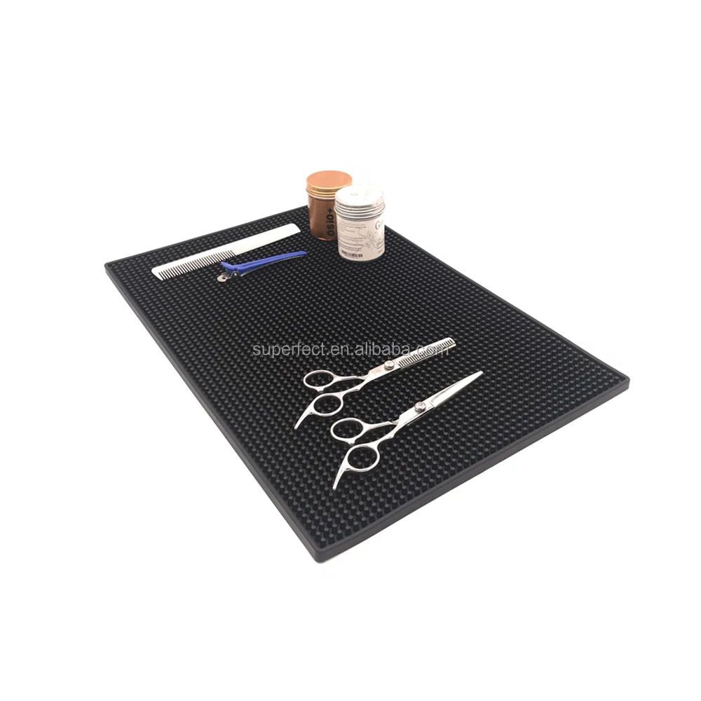 

Wholesale Ready Goods Blank Black 45*30 cm non-slip heatproof salon shop barber mat, N/a