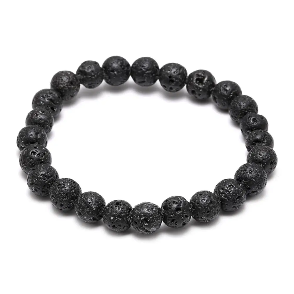 

Fashion black lava volcanic stone anchor beads bracelet for men, N/a