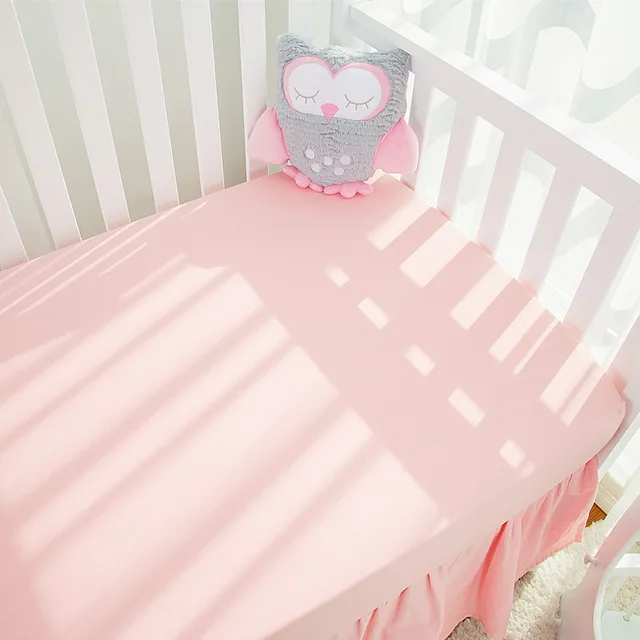 100 Cotton Pink Baby Crib Sheet Cotton Bed Linen Buy Baby