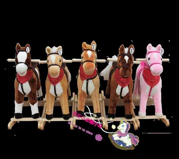 78x28x68cm Promotional Customized Children Light Brown White Plush Rocking Horse Toy With Red Triangle Scarf Wooden Base Buy Plush Rocking Horse Plush Animal Rocking Chair Children Plush Rocking Horse Product On Alibaba Com