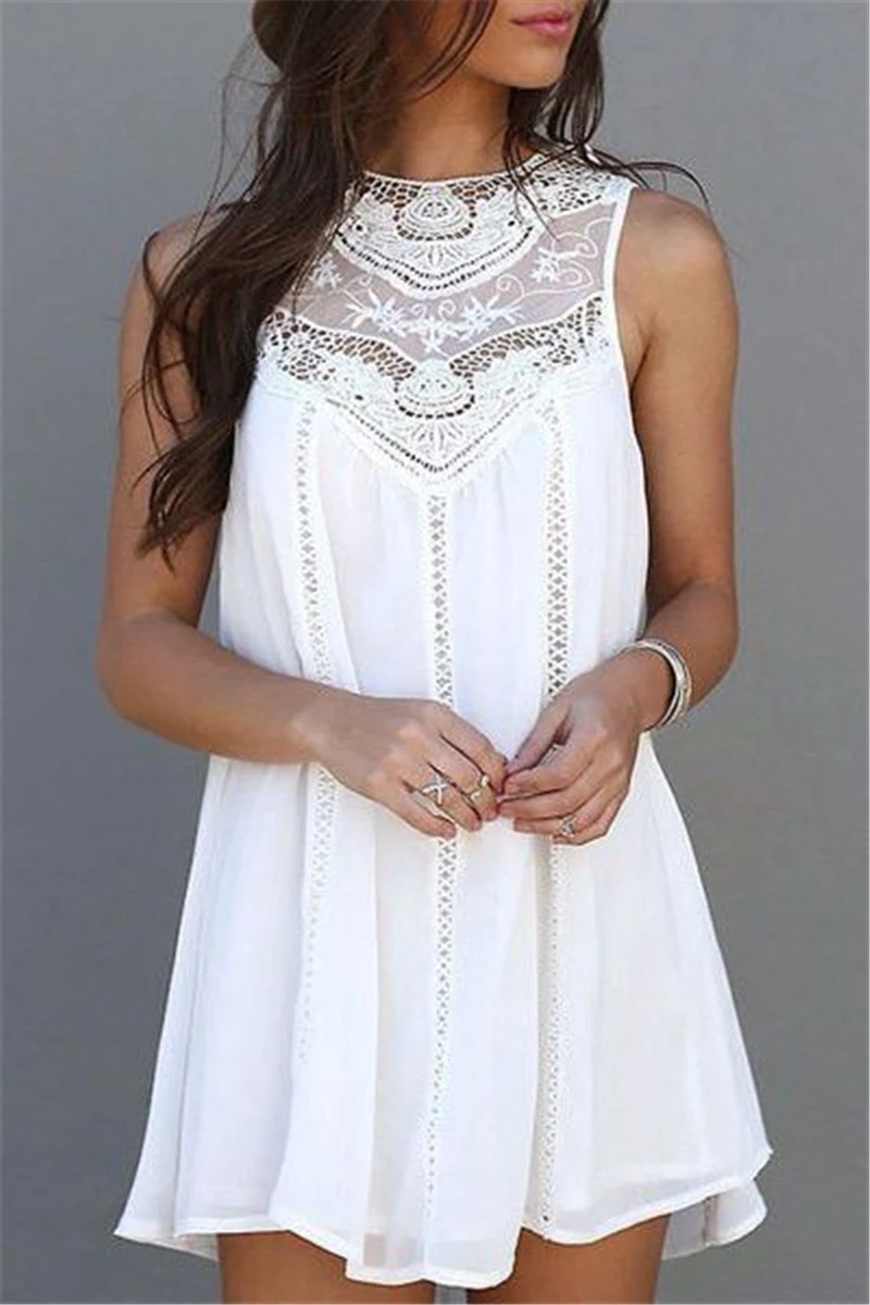 short white sleeveless dress