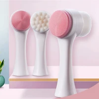 

Double Side Silicone Facial Cleanser Brush Portable Size 3D Face Cleaning Vibration Massage Face Washing Product Skin Care Tool