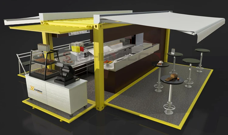 Prefabricated Shipping Container Restaurant Fast Food Bar Counter