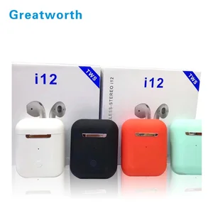 Fast delivery colorful i12 TWS wireless earbuds I12 newest version no noise true stereo earbuds TWS I12 with charging box